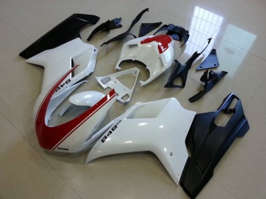 Ducati 848 1098 1198 2007-2014 - Matt Schwarz Weiß mit rotem Streifen