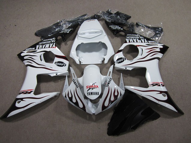 R6 2003-2005 - Weiß Schwarz Flamme Hai R6 2003-2005 - Weiß Schwarz Flamme Hai