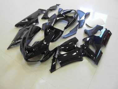 ZX6R 2005-2006 - Glänzend schwarz silberne Aufkleber