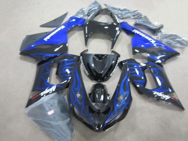 ZX6R 2005-2006 - Schwarz Blau Flammen Ninja 636